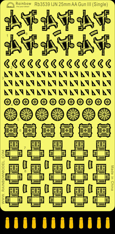 レインボーモデル Rb3539 1/350 日本海軍 25mm機銃III(単装)(1PE, 12metal parts)