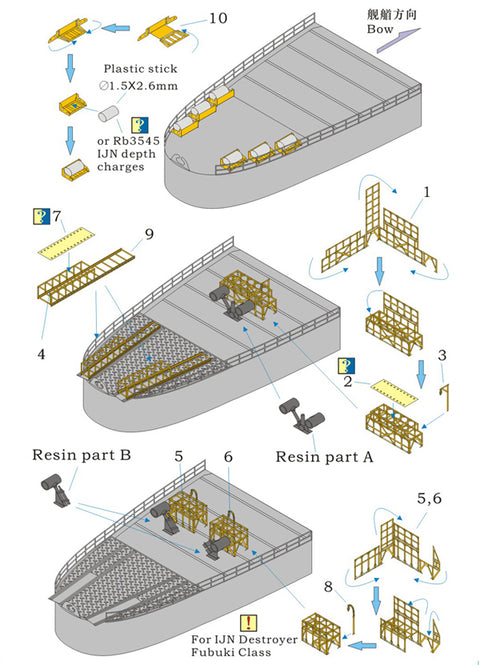 レインボーモデル Rb3544 1/350 日本海軍 爆雷架台 [3DP+PE]