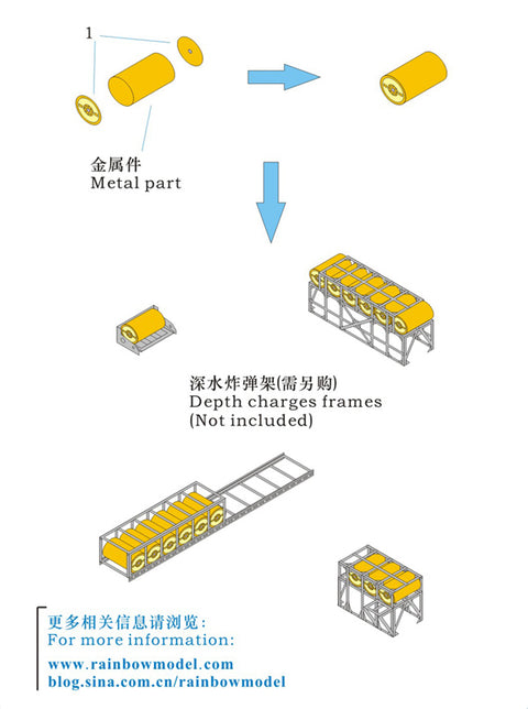レインボーモデル Rb3545 1/350 日本海軍 爆雷 [3DP+PE]