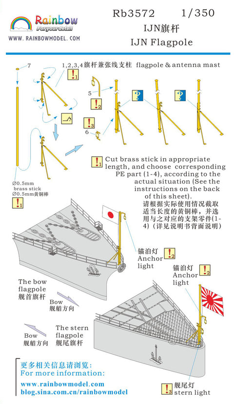 レインボーモデル Rb3572 1/350 日本海軍 艦艇用 旗竿