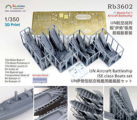 レインボーモデル Rb3602 1/350 日本海軍 伊勢型航空戦艦用 艦載艇セット [3DP+PE+Decal]