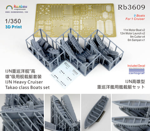 レインボーモデル Rb3609 1/350 日本海軍 高雄型重巡洋艦用 艦載艇セット [3DP+PE+Decal]