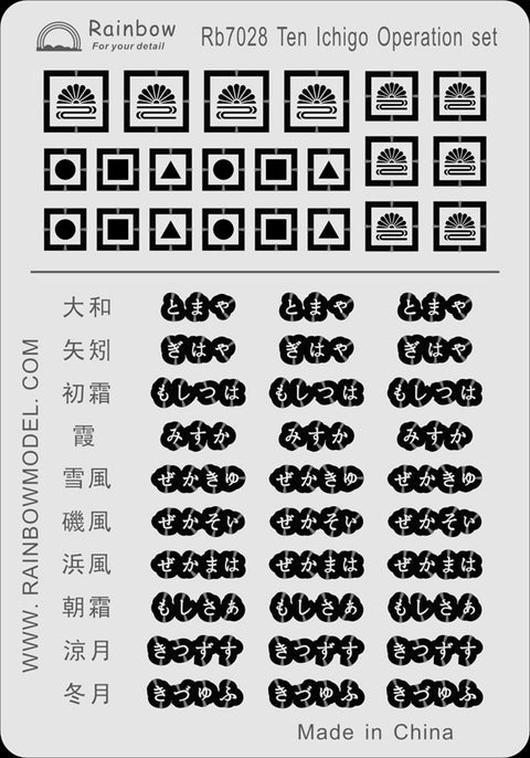レインボーモデル Rb7028 1/700 天一号作戦用 ネームプレート マーキング用テンプレート