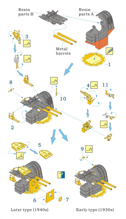 レインボーモデル Rb7083 1/700 日本海軍 八九式12.7cm高角砲 (4 set)