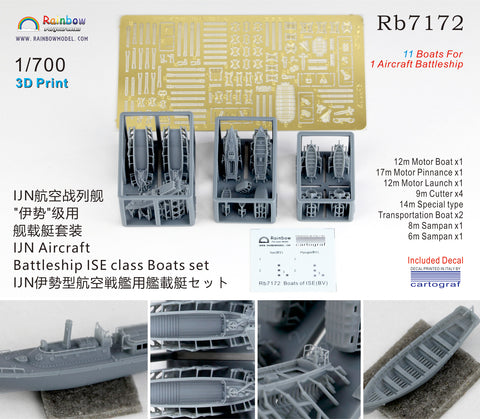 レインボーモデル Rb7172 1/700 日本海軍 伊勢型航空戦艦用 艦載艇セット[3DP+PE+Decal]
