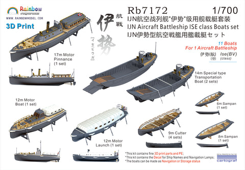 レインボーモデル Rb7172 1/700 日本海軍 伊勢型航空戦艦用 艦載艇セット[3DP+PE+Decal]