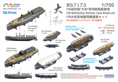 レインボーモデル Rb7173 1/700 日本海軍 大和型戦艦用 艦載艇セット [3DP+PE+Decal]