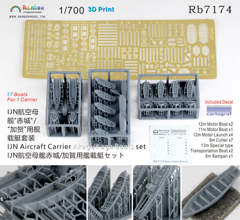 レインボーモデル Rb7174 1/700 日本海軍 航空母艦 赤城/加賀用 艦載艇セット [3DP+PE+Decal]