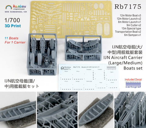 レインボーモデル Rb7175 1/700 日本海軍 （大型・中型）航空母艦用 艦載艇セット [3DP+PE+Decal]