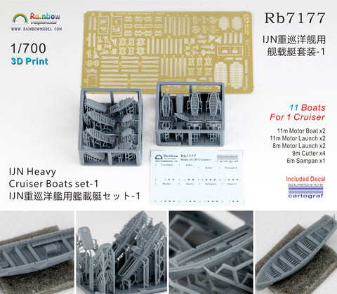 レインボーモデル Rb7177 1/700 日本海軍 重巡洋艦用 艦載艇セット1 [3DP+PE+Decal]