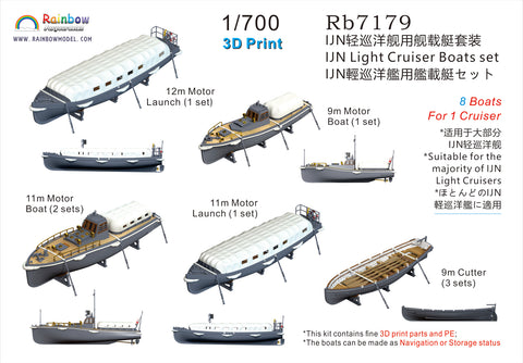 レインボーモデル Rb7179 1/700 日本海軍 軽巡洋艦用 艦載艇セット [3DP+PE]