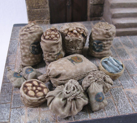 リアリティインスケール 35148 1/35 ジャガイモ/野菜入れのサック(12個セット)デカール付