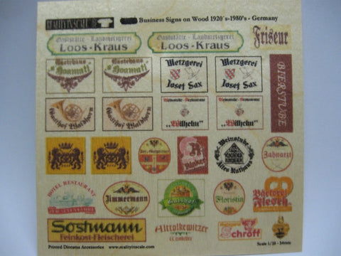 リアリティインスケール 35149 1/35 本物の木に貼られたビジネス サイン - ドイツ (レーザー カット ウォール 4 枚を含む)