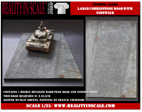 リアリティインスケール 35305 1/35 歩道付き石畳の市街地道路 - 21 x 32.5cm