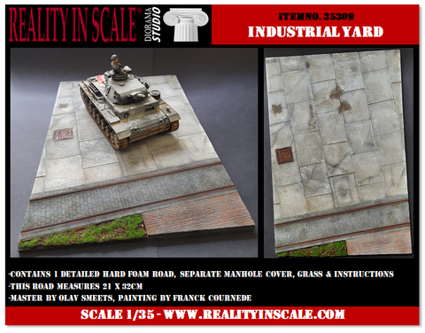 リアリティインスケール 35309 1/35 芝生と別個のマンホールカバーのある工業用ヤード - 21.5 x