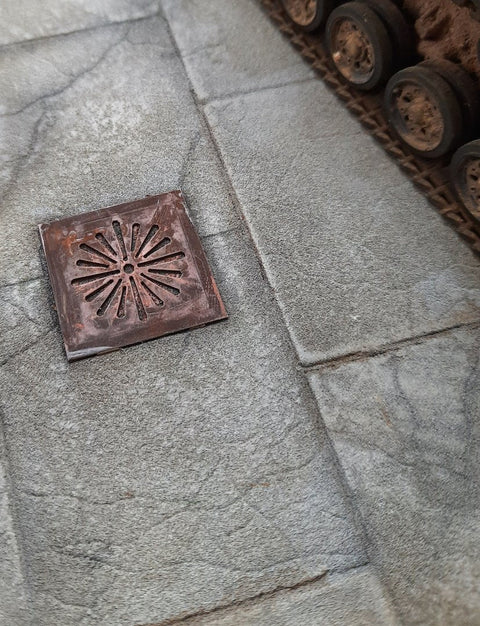 リアリティインスケール 35309 1/35 芝生と別個のマンホールカバーのある工業用ヤード - 21.5 x