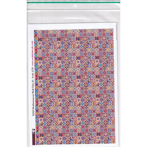 リアリティインスケール 35332 1/35 地中海の壁タイル D - A5 シート 15 x 20cm