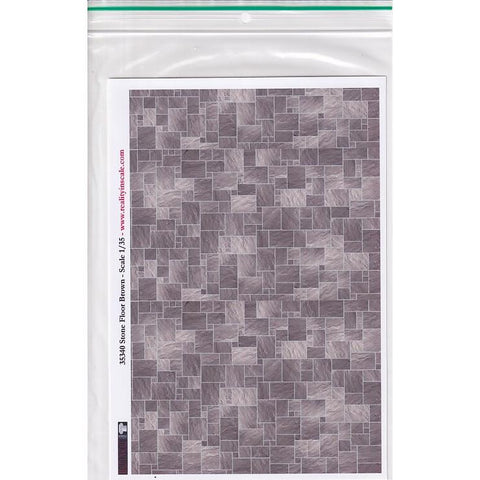 リアリティインスケール 35340 1/35 石の床 ブラウン - A5 シート 15 x 20cm