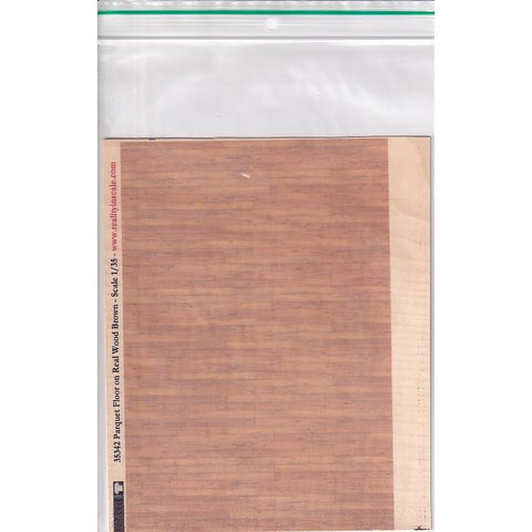 リアリティインスケール 35342 1/35 本物の木の上の寄木細工の床 ブラウン - A5 シート 15 x 20cm