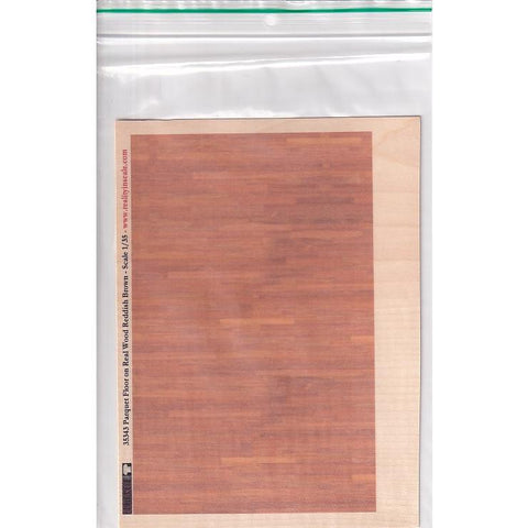 リアリティインスケール 35343 1/35 本物の木の上の寄木細工の床 赤茶色 - A5 シート 15 x