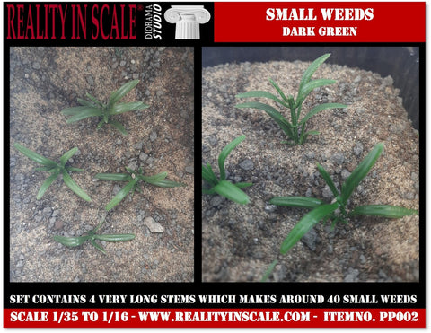 リアリティインスケール PP002 1/35 小さな雑草 濃い緑 - プラスチック製植物