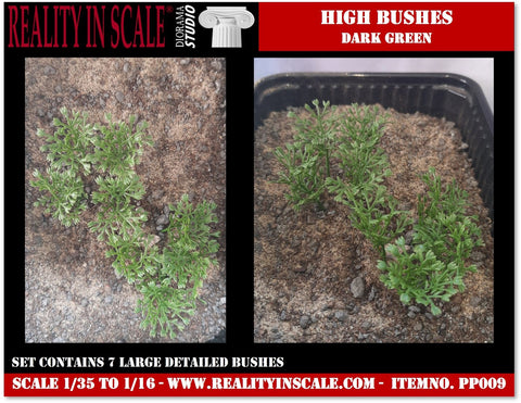 リアリティインスケール PP009 1/35 高い茂み 濃い緑 - プラスチック製植物