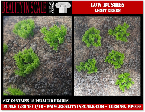 リアリティインスケール PP010 1/35 低い茂み 薄緑 - プラスチック製植物