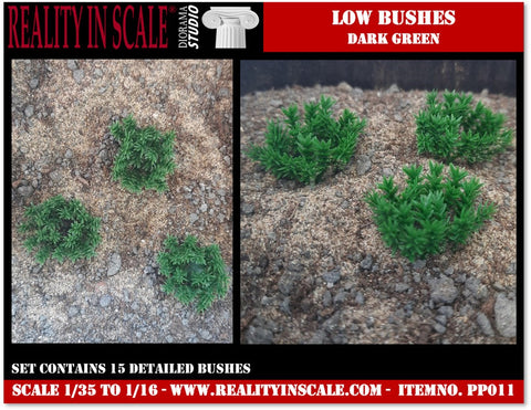 リアリティインスケール PP011 1/35 低い茂み 濃い緑 - プラスチック製植物