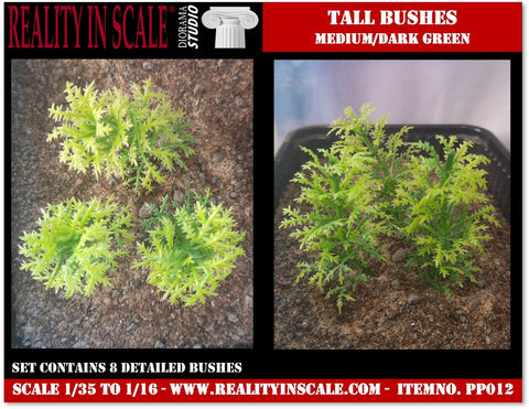 リアリティインスケール PP012 1/35 背の高い茂み 中/薄緑 -プラスチック製植物