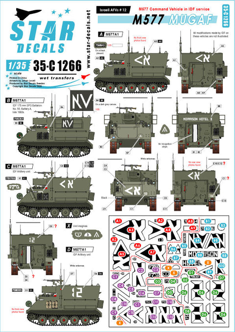 スターデカール STAR-35-C1266 1/35 現用 中東 イスラエル国防軍(IDF)AFV♯12 IDFで運用されたM577マガフ