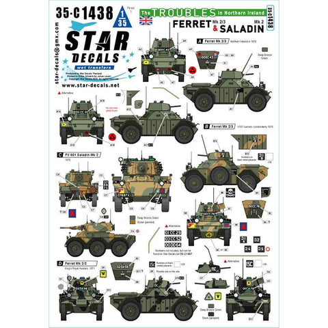 スターデカール 35-C1438 1/35 フェレット＆サラディン 北アイルランド紛争 フェレットMk.2/3＆サラディンMk.2