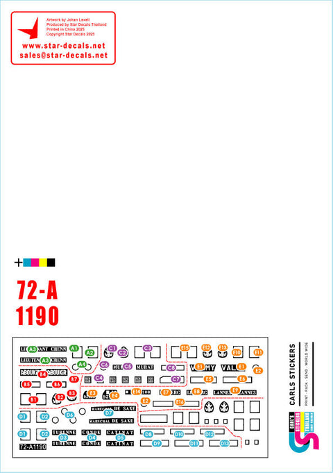 スターデカール 72-A1190 1/72 現用 フランス インドシナ戦争＃6 R.B.C.E.O.のシャーマン戦車 M4/M4A1/M4コンポジット/M4(105mm)/M4A1E8(76mm)