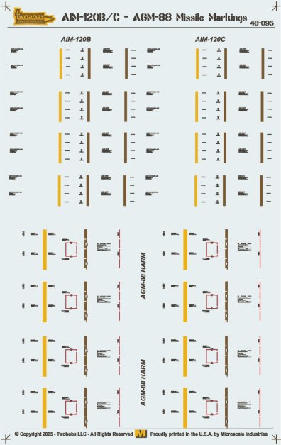 トゥーボブス 48-095 1/48 AIM-120 / AGM-88ミサイルマーキング