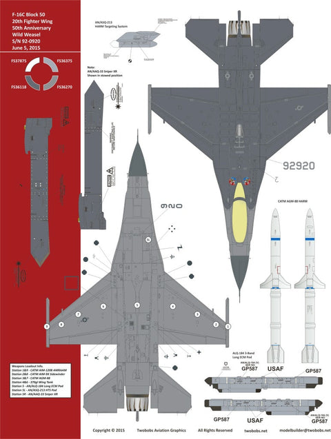 トゥーボブス 48-247 1/48 F-16C YGBSM 50周年記念 ウィーゼル バイパー