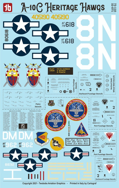 トゥーボブス 72-110/32-071 1/32・1/72 A-10C ヘリテージ・ホーズ