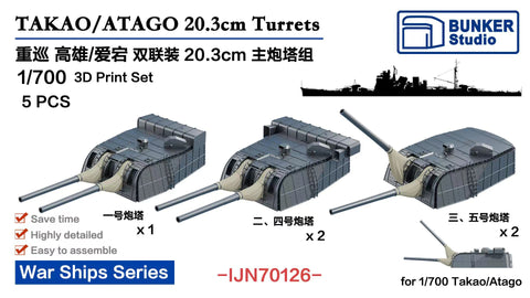 バンカースタジオ IJN70126 1/700 WWII日本海軍 重巡洋艦 高雄 20.3cm連想主砲塔セット