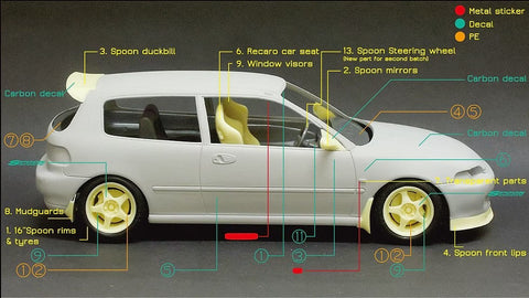 ZoomOn Z005 1/24 ホンダ シビック EG6 スプーン パーツセット