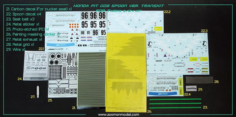 ZoomOn Z027 1/24 ホンダ フィット GD3 スプーン パーツセット