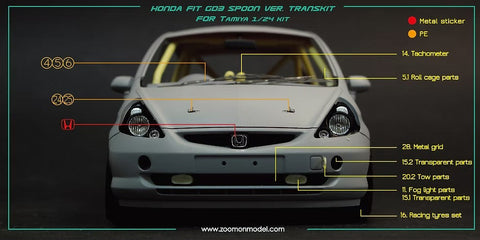 ZoomOn Z027 1/24 ホンダ フィット GD3 スプーン パーツセット