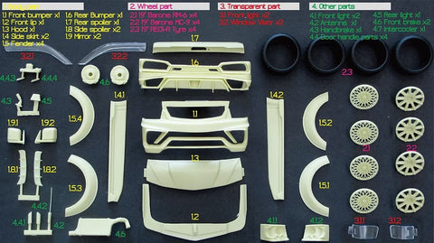 ZoomOn Z136 1/24 ハイエース S.A.D カスタムスティンガー J パーツセット