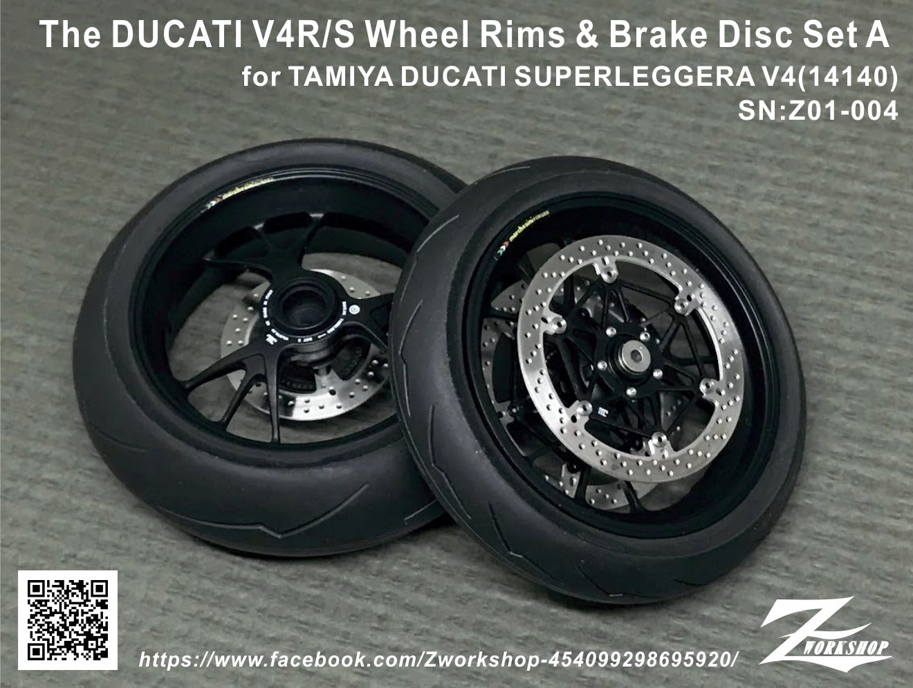 Z.workshop ドゥカティ V4R/S ホイール&ブレーキディスク Zワークショップ Z01-004 1/12 ドゥカティ V4R/S ホイール & ブレーキ