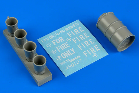 エアロボーナス 480107 1/48 消火用 ドラム缶とバケツ