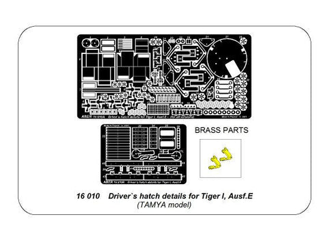 アベール 16010 1/16 タイガーI初期/後期型 ドライバーズハッチパーツ(タミヤ用)