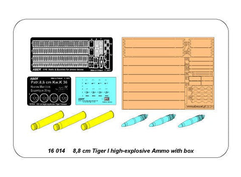 アベール 16014 1/16 タイガーI用 88ミリ 榴弾 木製弾薬箱付