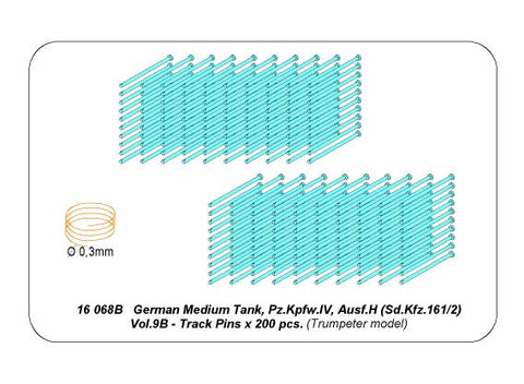アベール 16068B 1/16 ドイツ IV号戦車用キャタピラ連結ピン200本（トランペッター用)