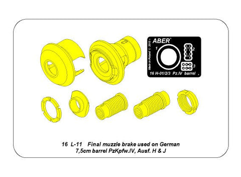 アベール 16L11 1/16 ドイツ IV号戦車H・J型用後期マズルブレーキ(タミヤ・トランぺッター)