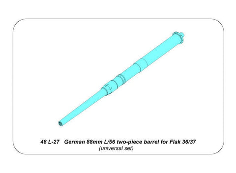 アベール 48L27 1/48 ドイツ 88mm L/56 Flak 36/ 37 高射砲用 ツーピース砲身