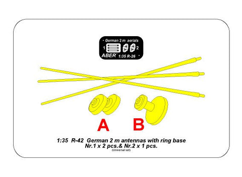 アベール R42 1/35 ドイツ戦車用2mアンテナ リングベース付き3本セット
