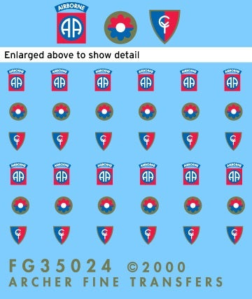 アーチャー FG35024 1/35 アメリカ陸軍 第9/38歩兵師団＆第82空挺師団 ユニフォーム パッチ
