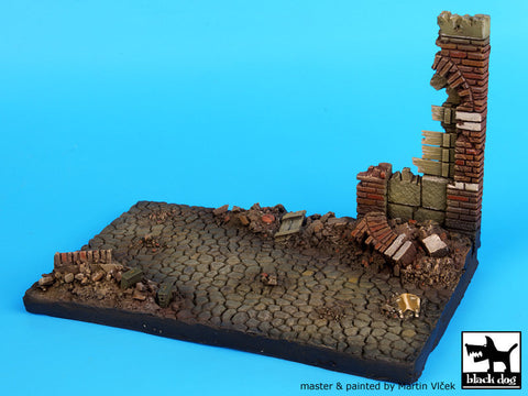 ブラックドッグ D35019 1/35 破壊された壁の一部と街路 ベース